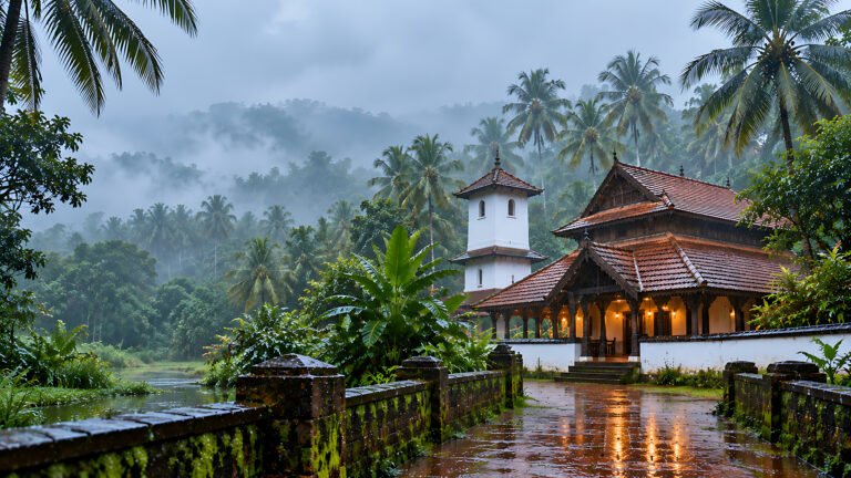 Kerala masjid in the monsoon, Islamic desktop wallpaper