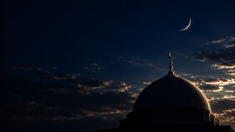 Dome silhouette at midnight, Islamic desktop wallpaper