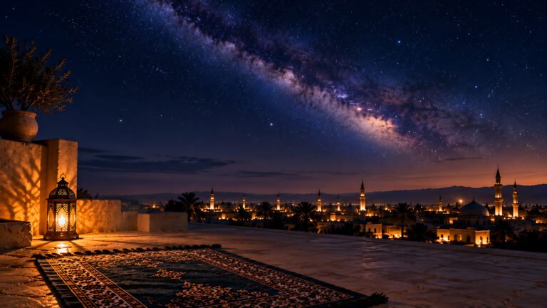 Prayer under the Milky Way, Islamic desktop wallpaper