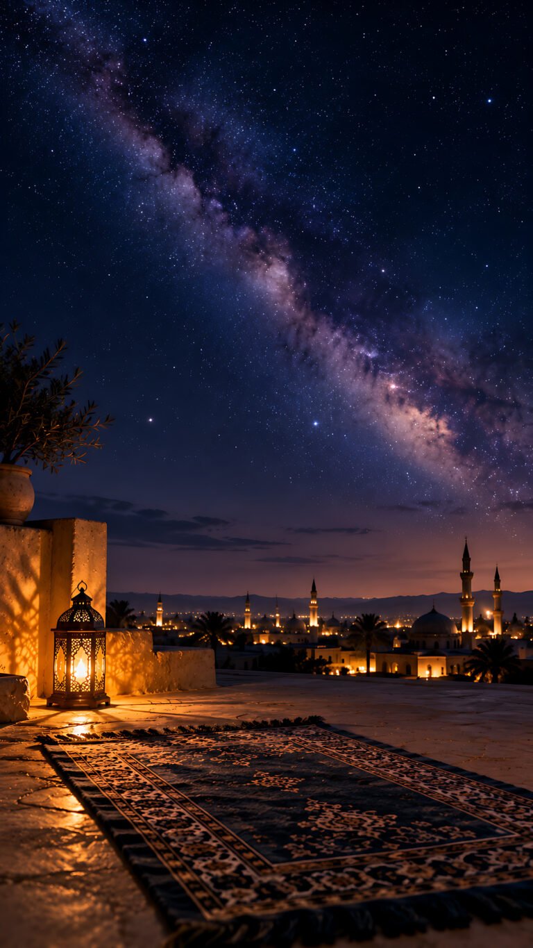 Prayer under the Milky Way, Islamic phone wallpaper