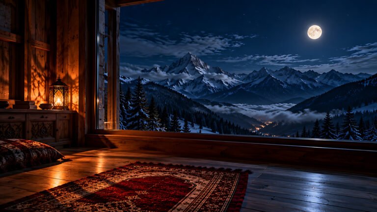 Night prayer in the mountains, Islamic desktop wallpaper