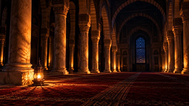Oil lamp in the prayer hall, Islamic desktop wallpaper