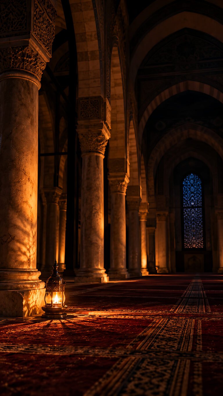 Oil lamp in the prayer hall, Islamic phone wallpaper