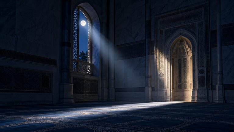 Moonlight on the mihrab, Islamic desktop wallpaper