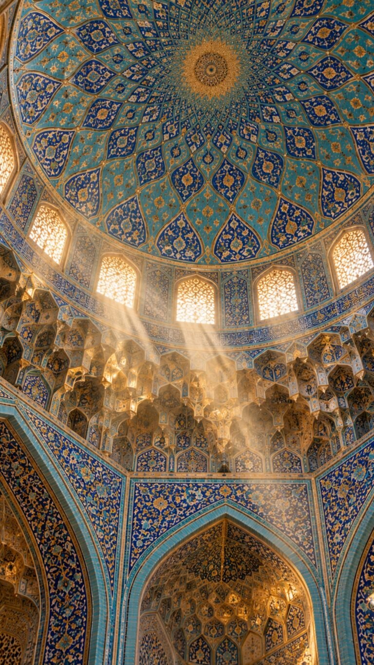Blue muqarnas dome, Islamic phone wallpaper