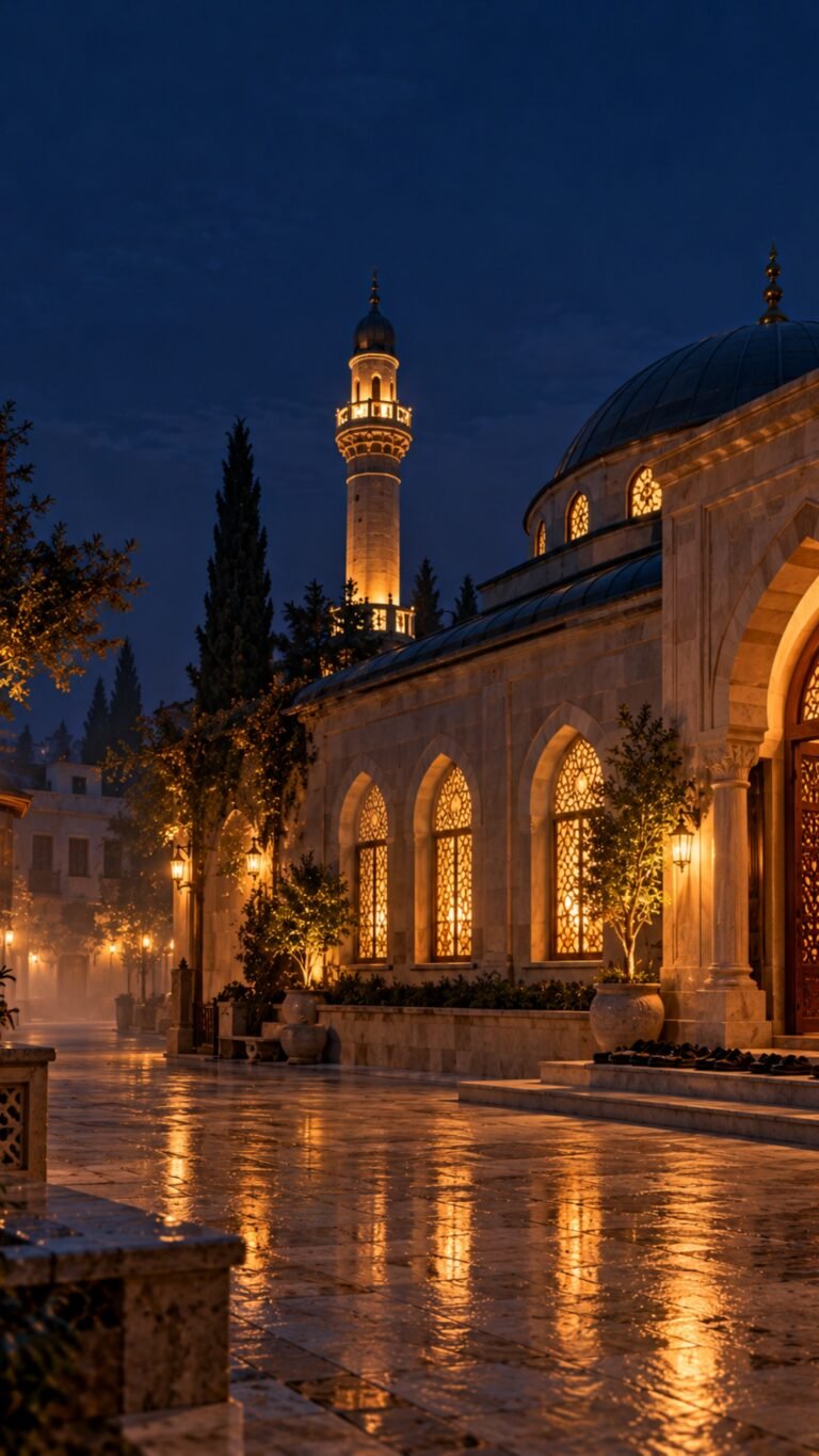 Masjid glowing for Taraweeh, Islamic phone wallpaper