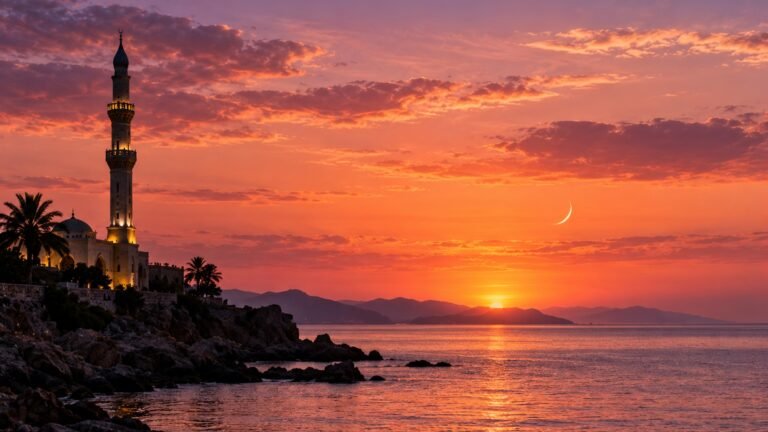 The new crescent over the sea, Islamic desktop wallpaper